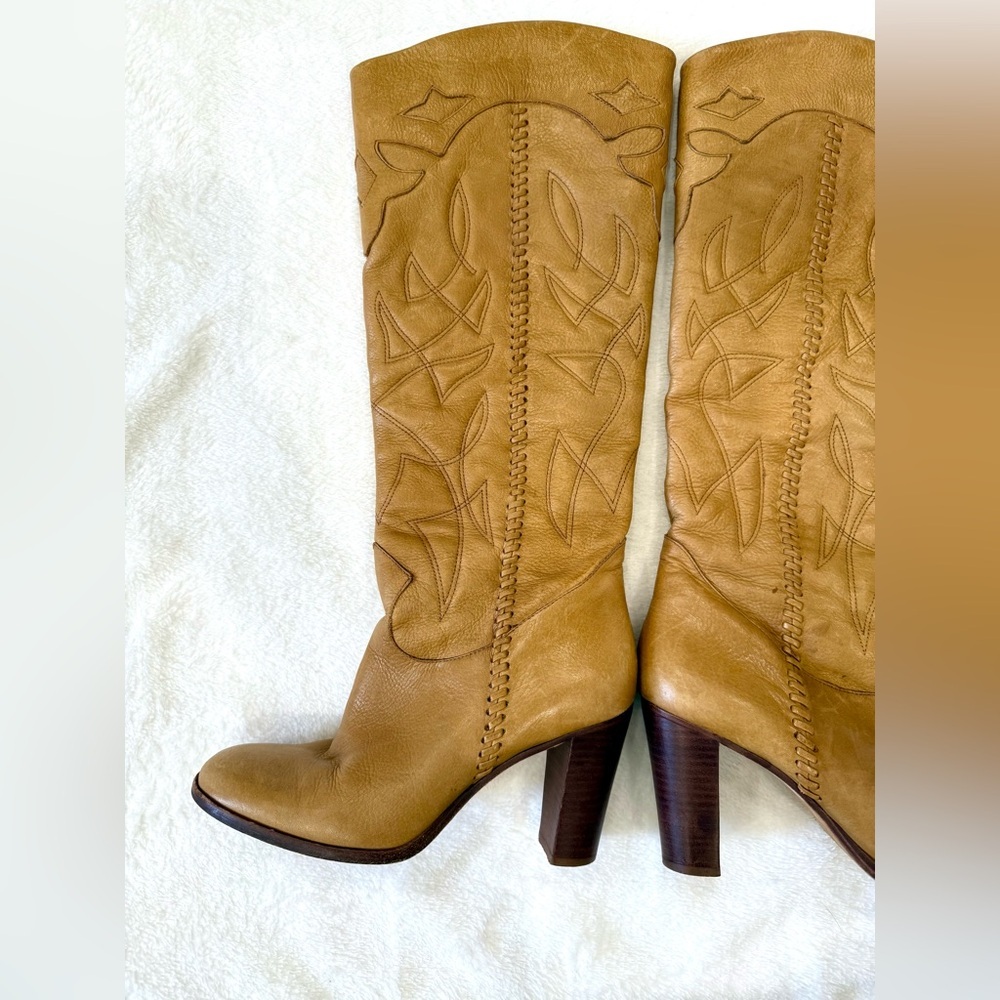 Retro Y2K Vintage Dani Tan Leather Boots size 7 - Picture 5 of 11